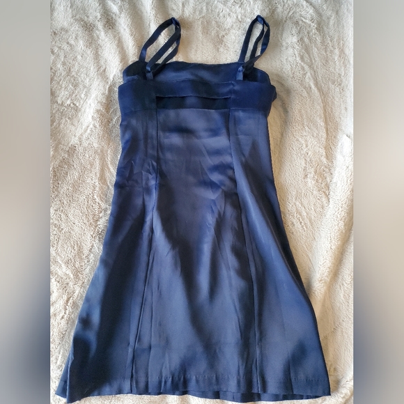 Urban Outfitters Straight Neck Slip Mini Dress Navy - Picture 4 of 10